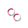 Rosemary Stripe and Dot Beaded Rope Hoop Earrings Pink and Navy Wholesale
