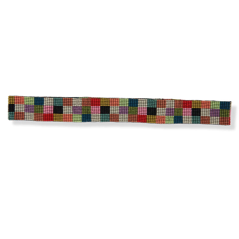 Ryan Checkered Beaded Stretch Hat Band Multicolor Wholesale