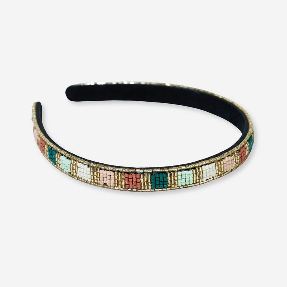 Sadie Vertical Colorblock Thin Beaded Headband Desert Wholesale