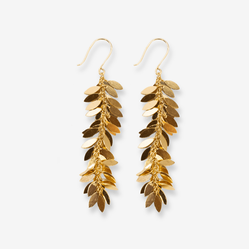 Samantha Leaf Cluster Long Dangle Earrings Brass Wholesale
