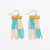 Scout Rectangle Hanger Blocks With Stripes Beaded Fringe Earrings Turquoise Wholesale