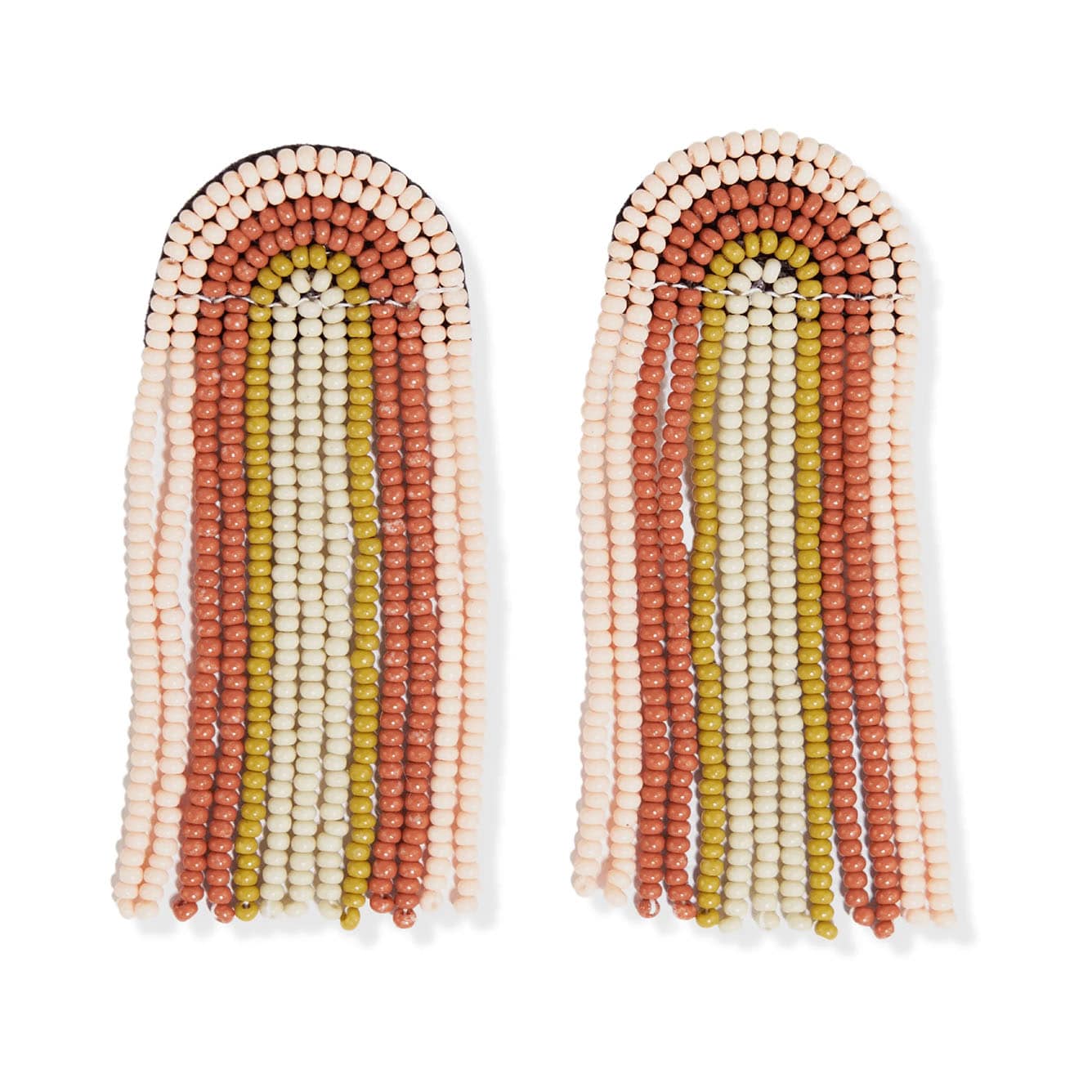Skylar Rainbow Stripe Beaded Fringe Earrings Desert Wholesale