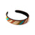 Stevie Diagonal Striped Beaded Headband Rust and Turquoise Wholesale