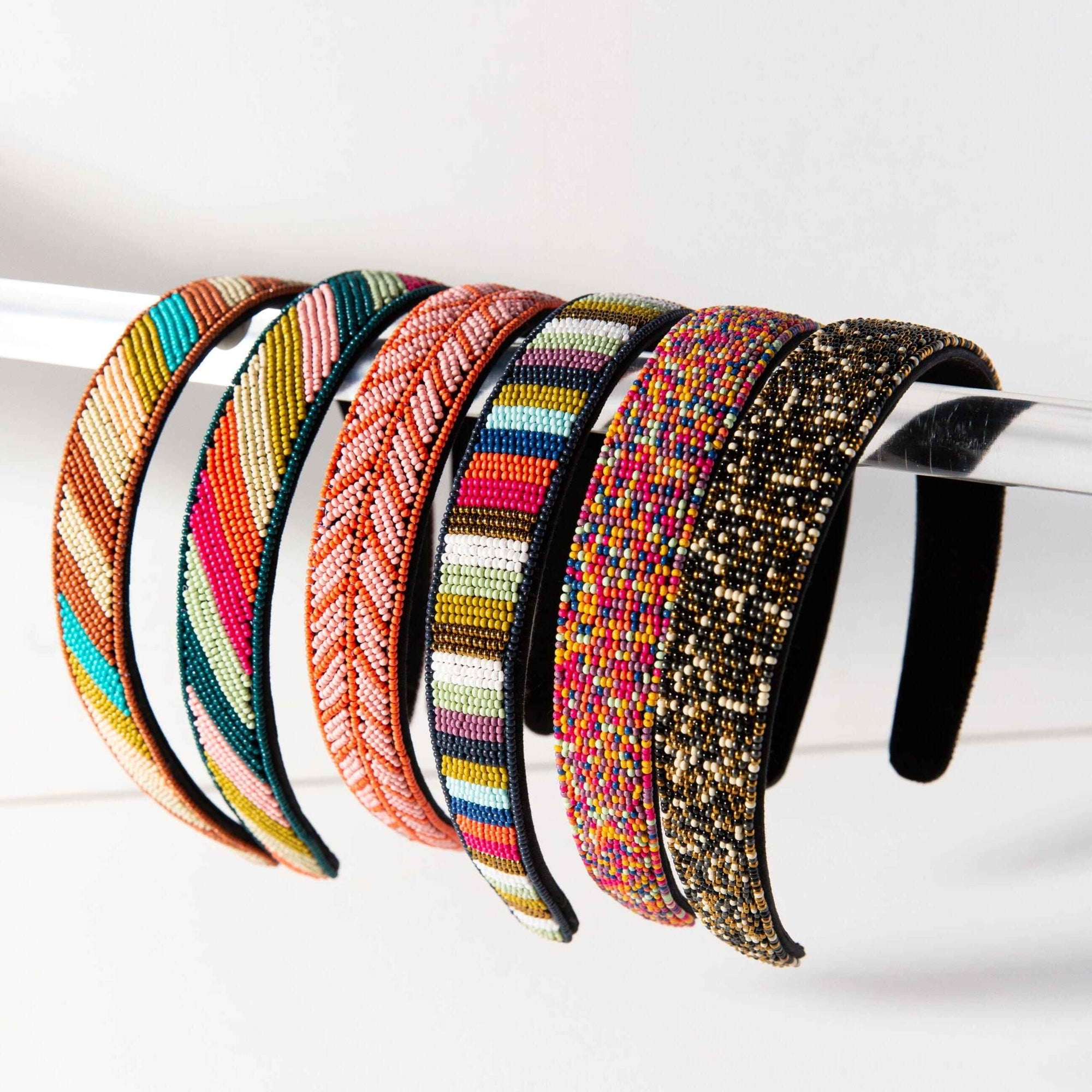 Stevie Striped Beaded Headband Multicolor Wholesale