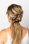 Theresa Striped Beaded Hair Barrette Navy Wholesale