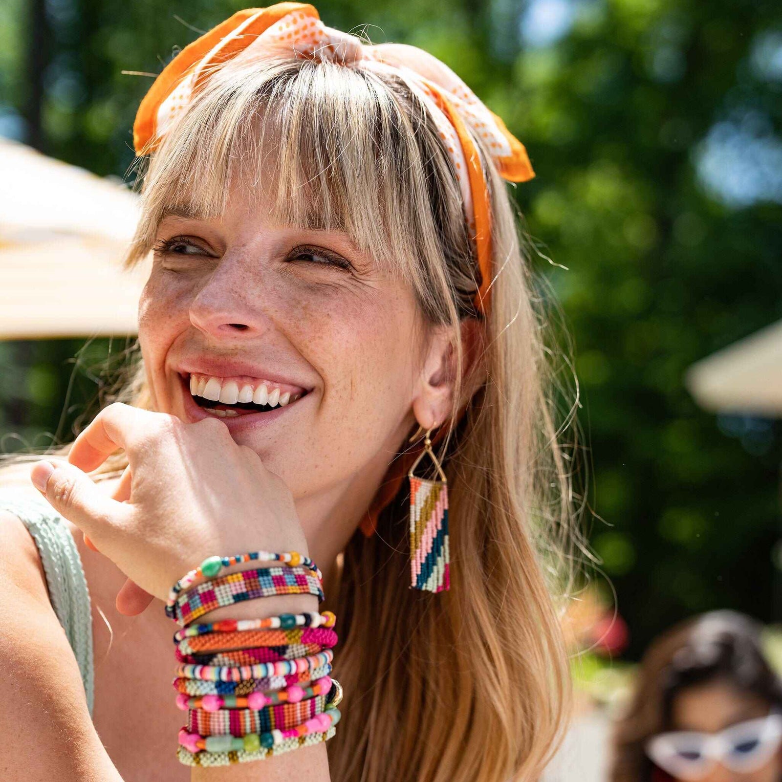 Whitney Diagonal Stripe Beaded Fringe Earrings Rainbow Wholesale