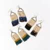 Whitney Color Block Stripe Beaded Fringe Earrings Peacock Wholesale