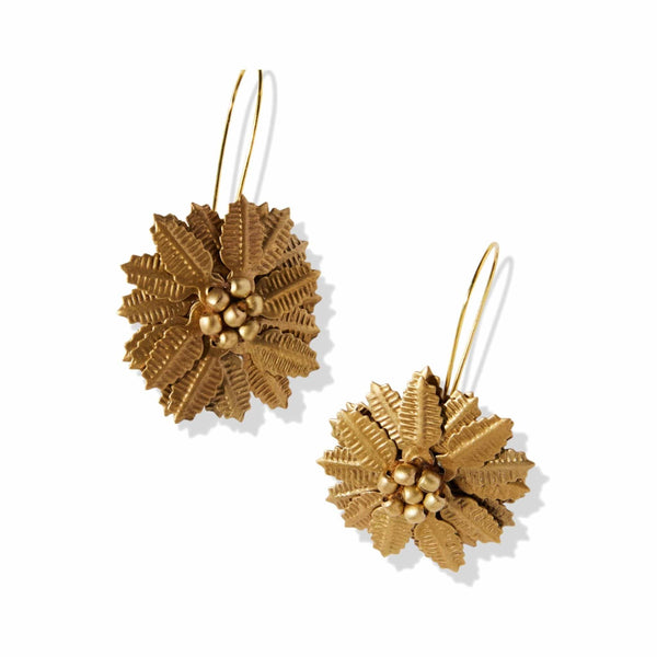 Wholesale - BLOOMING Earrings Round Shell - Brass