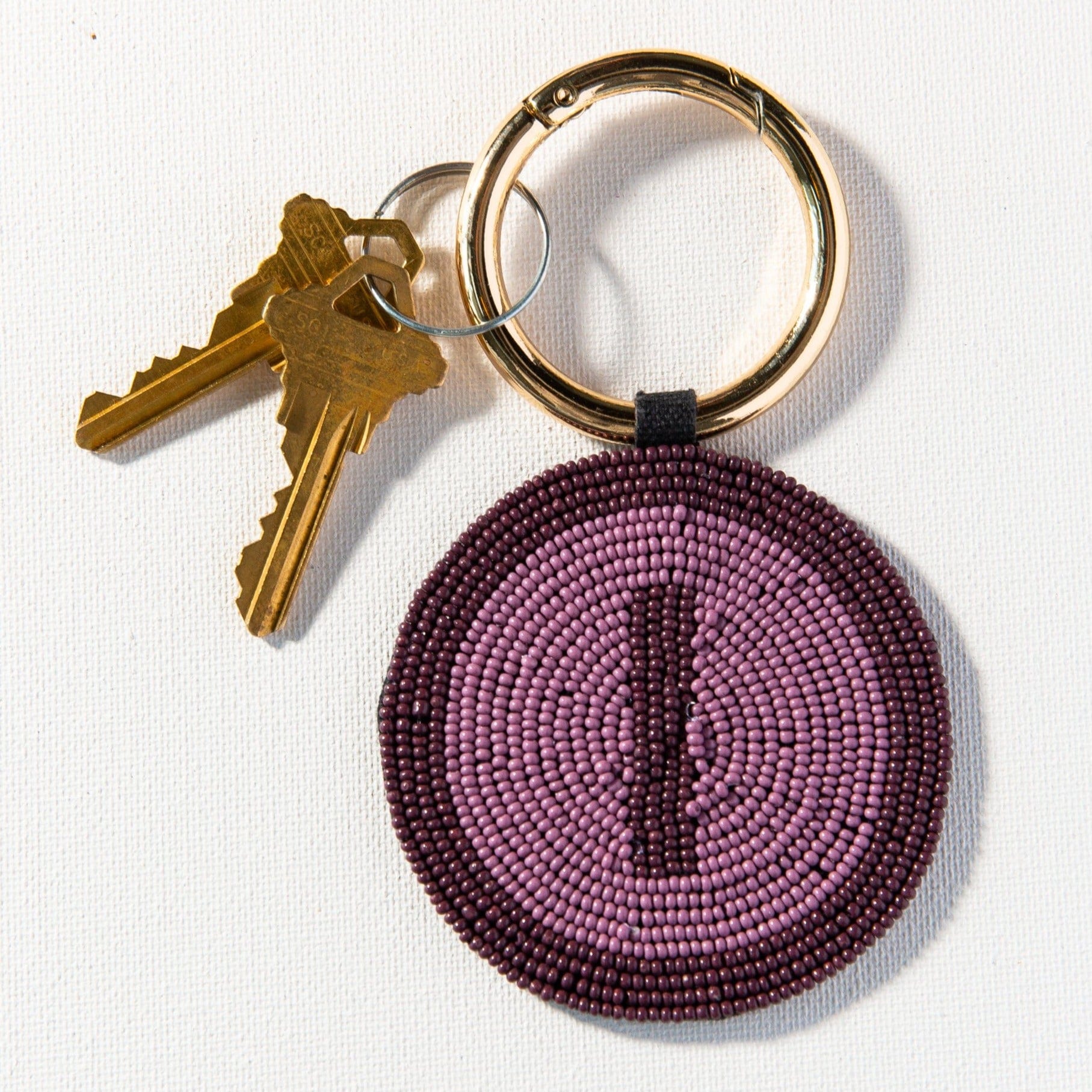 I Purple Monogram Seed Bead Key Ring Wholesale