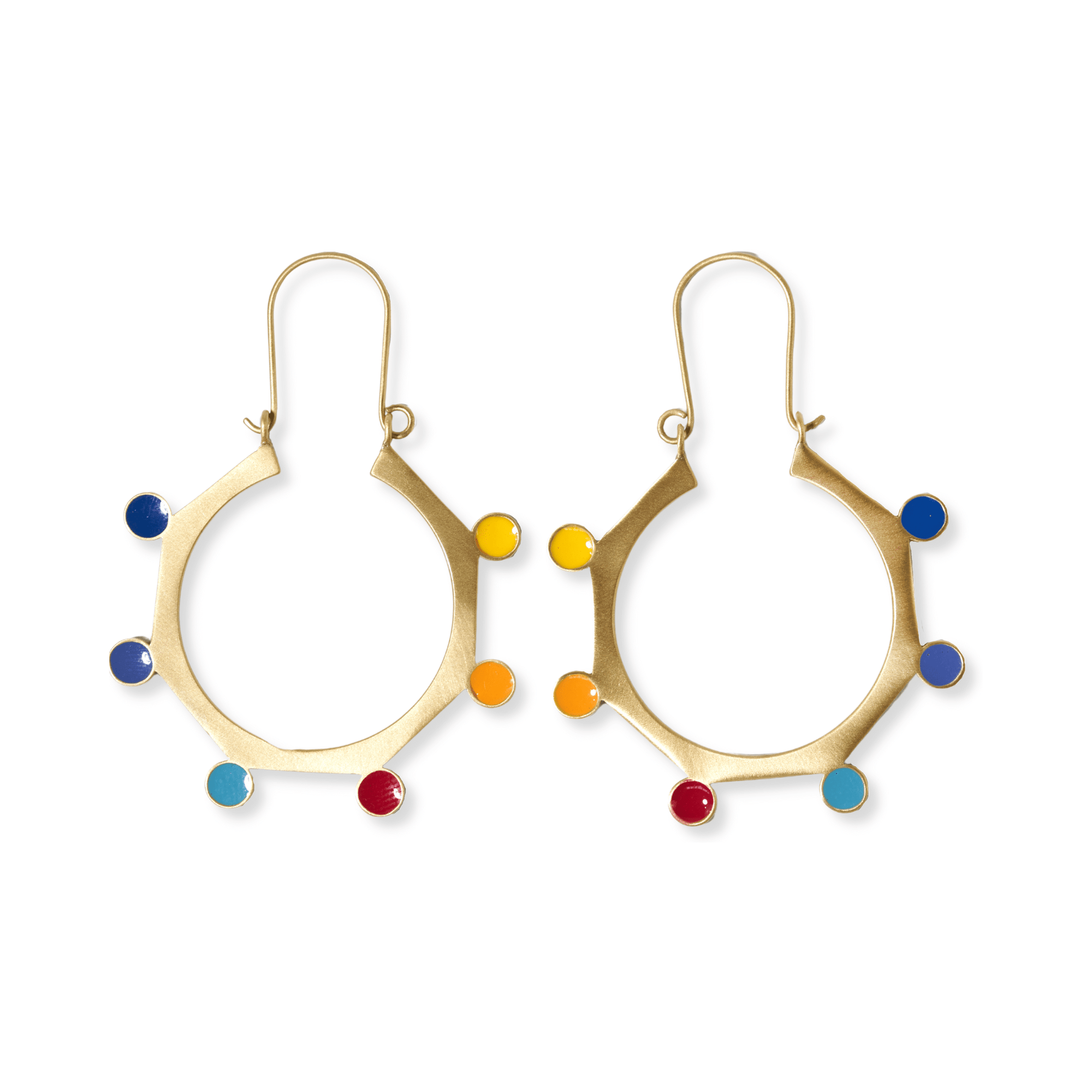 Amelia Circle Rainbow Dots Earrings Brass Wholesale