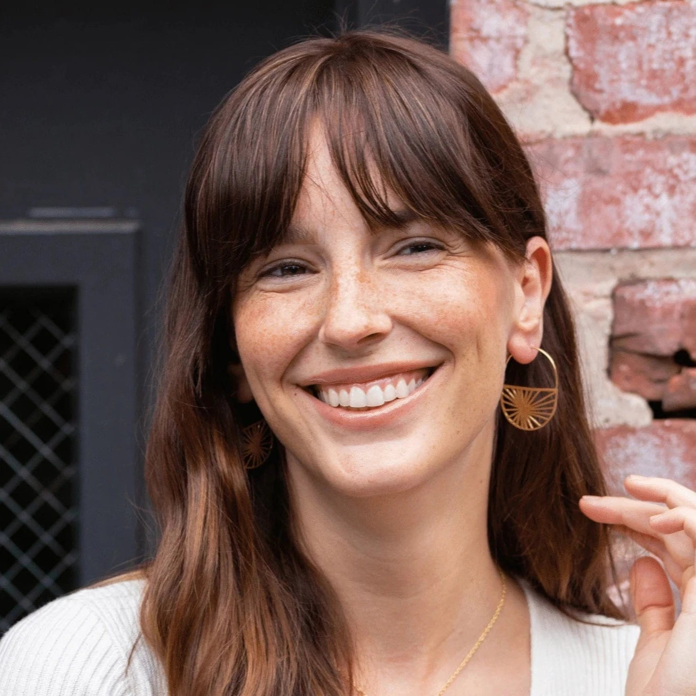 Maggie Sunburst Hoop Earrings Brass Wholesale