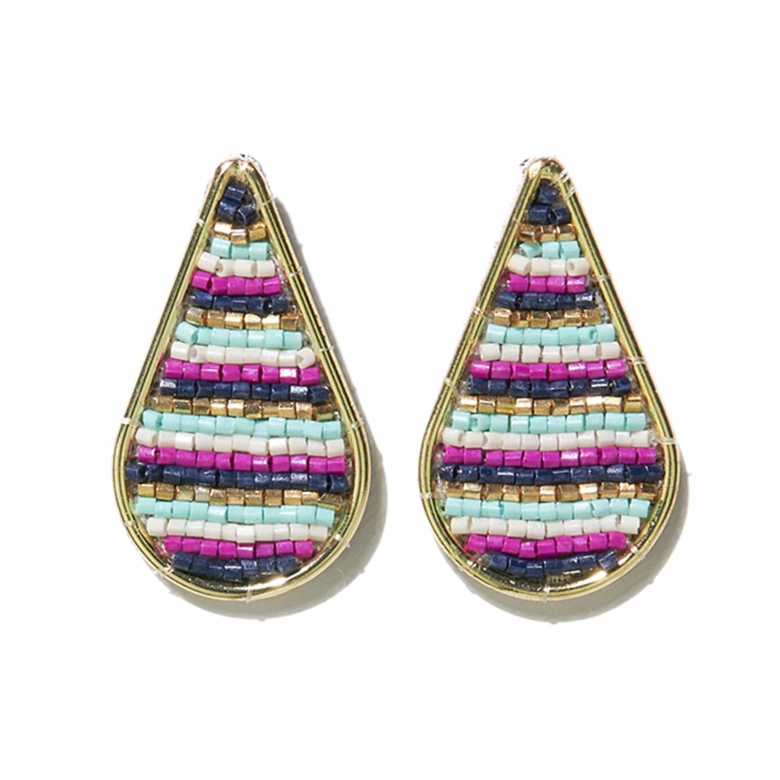 Zoe Horizontal Striped Earrings Navy Wholesale