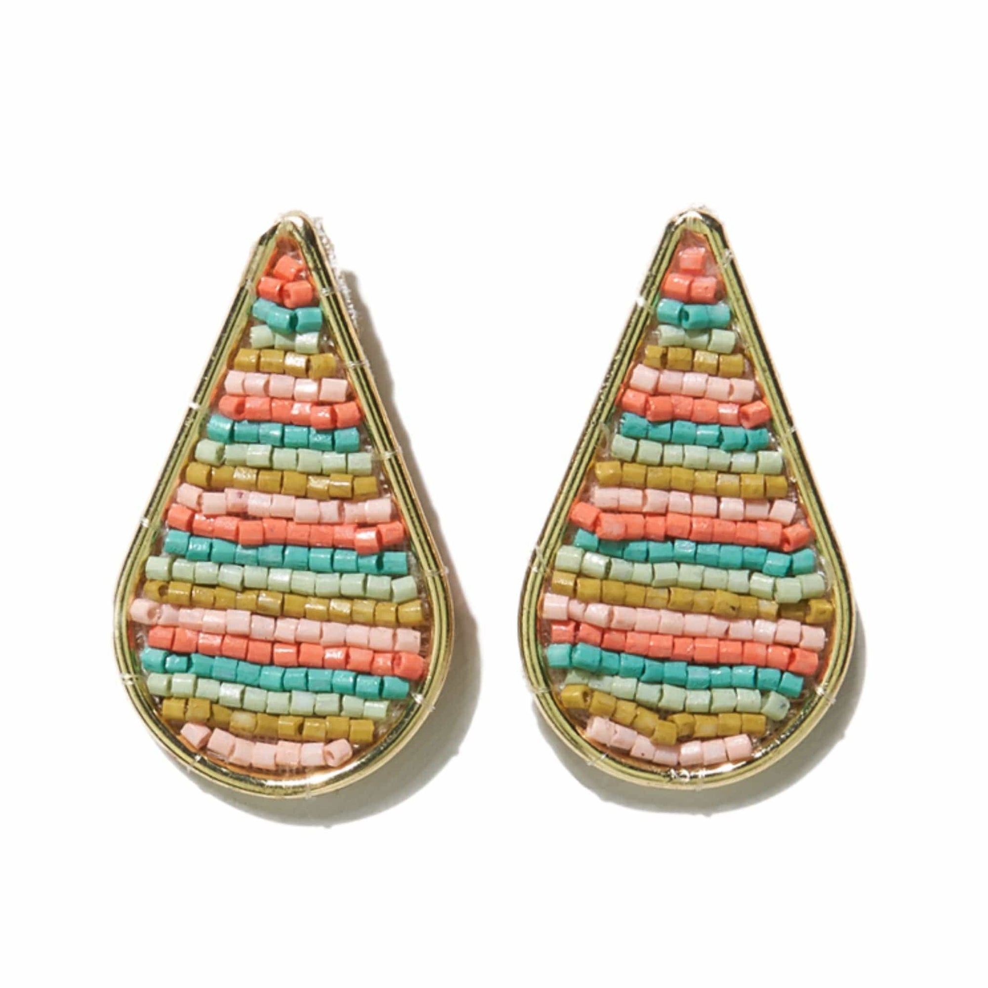 Zoe Horizontal Striped Earrings Rainbow Wholesale