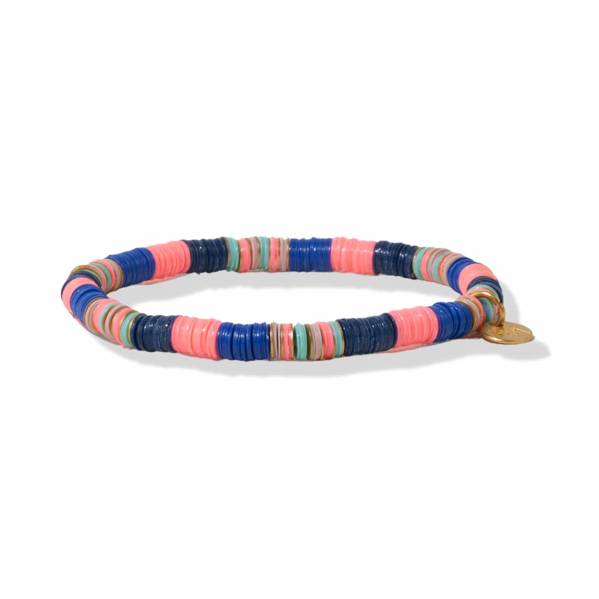 Grace Stripe and Multi Mix Strech Bracelet Lapis and Hot Pink Wholesale