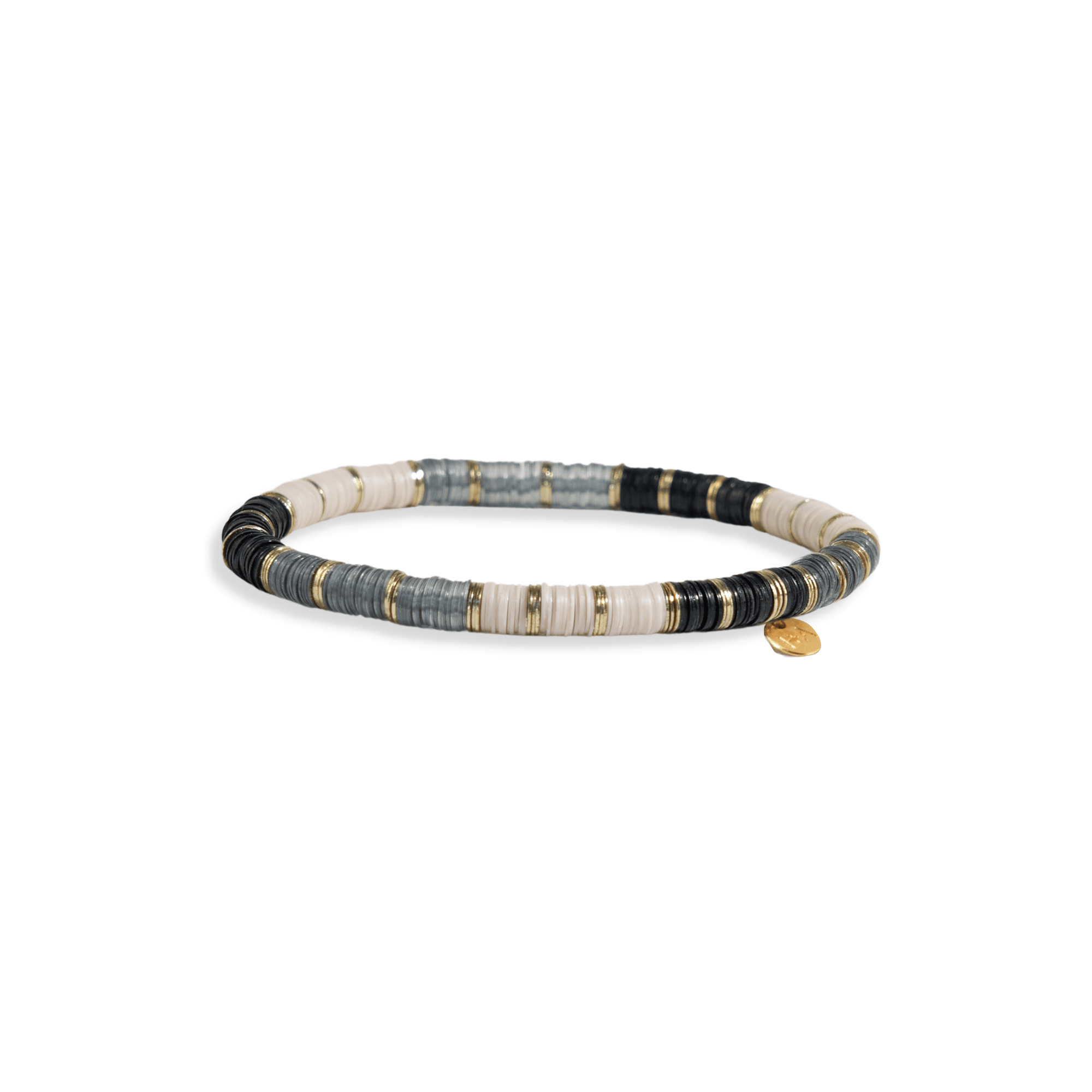 Grace Gold Stripe Stretch Bracelet Black and White Wholesale