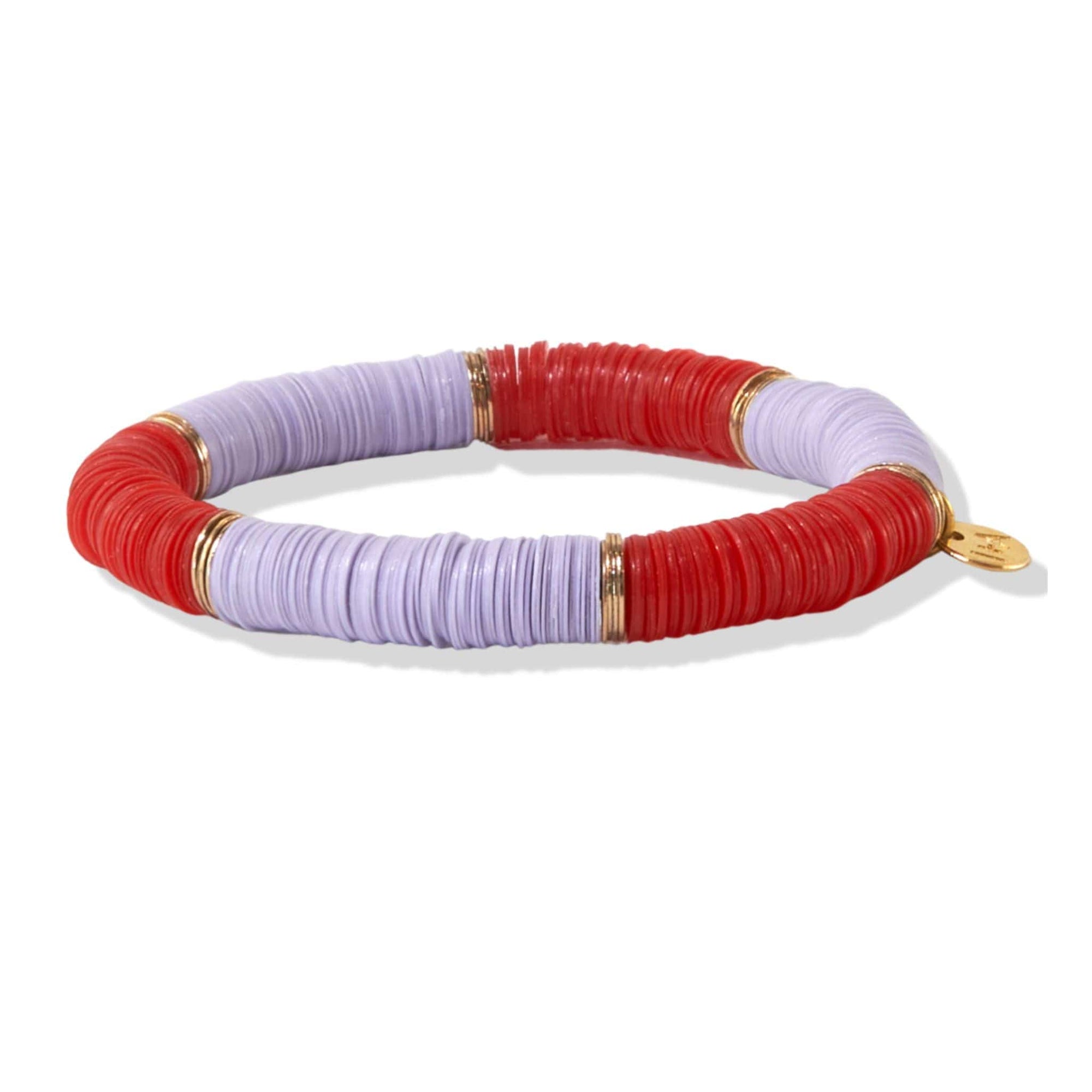 Joan Two Color Block Stretch Bracelet Lilac and Red Wholesale