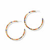 Annie Mixed Beaded Hoop Earrings Brass and Lapis Wholesale