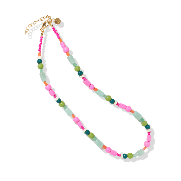 Wanda Multi Mix Beaded Necklace Pink and Green Wholesale