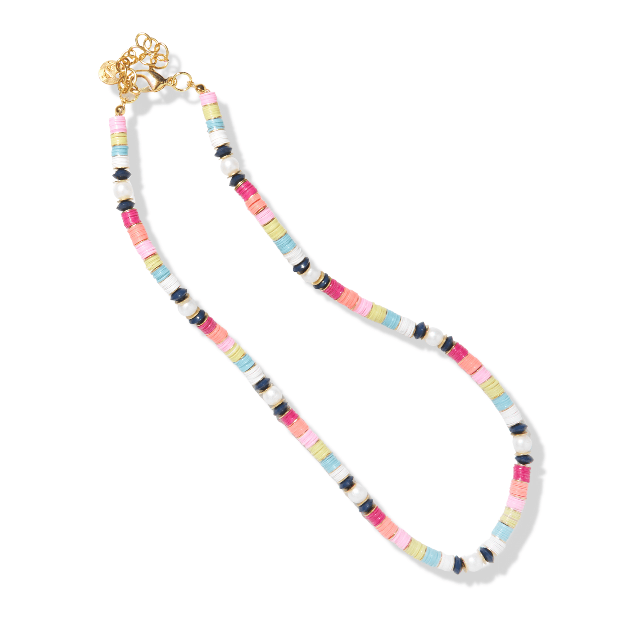 Lucy Gold Stripe with Pearl Beaded Necklace Rainbow Wholesale