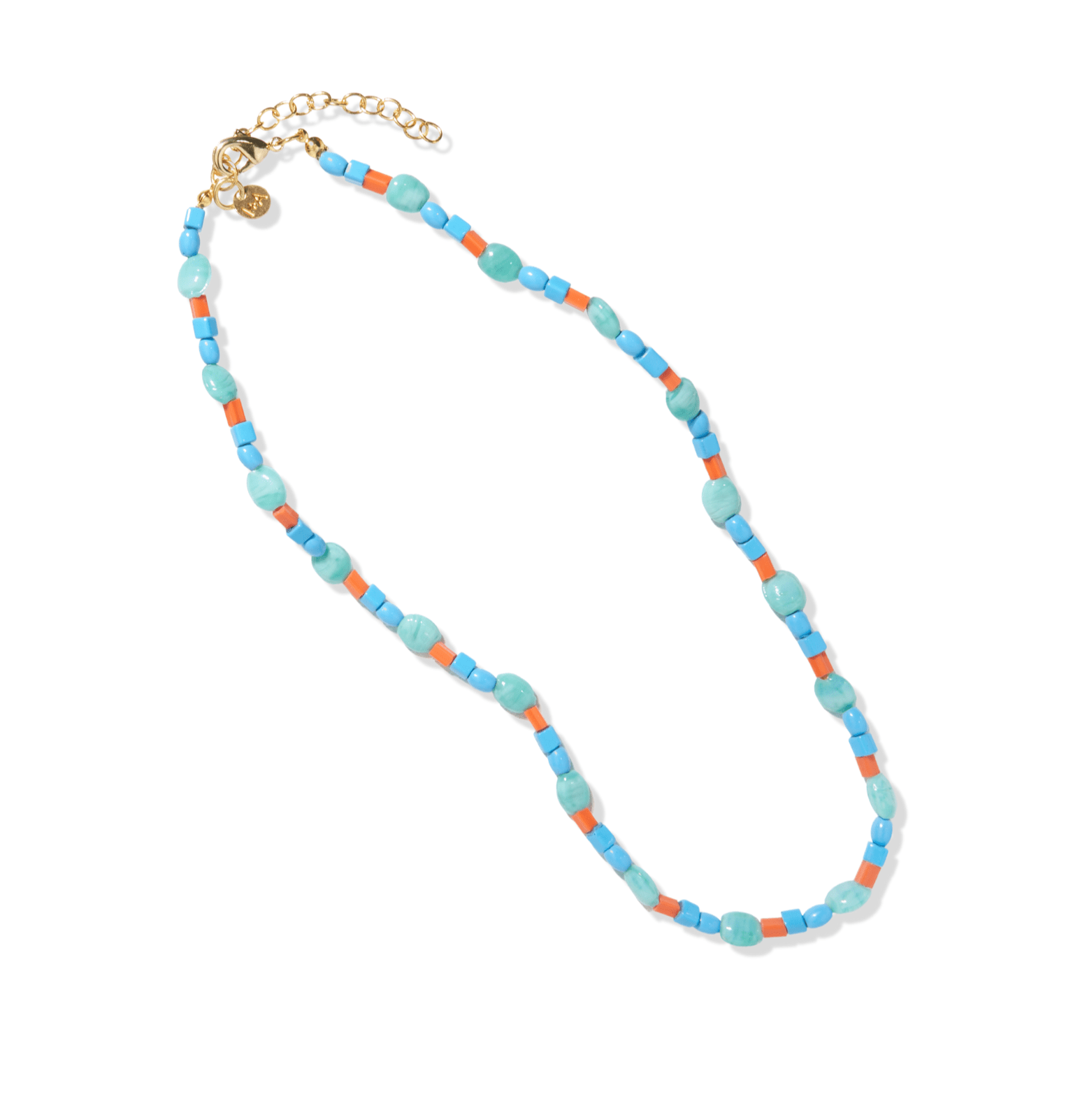 Wanda Multi Mix Beaded Necklace Turquoise and Orange Wholesale