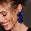 Lapis Double Flower Post Earring Wholesale