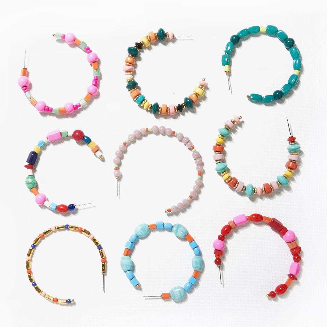 LILAC GLASS BEAD HOOP POST EARRINGS Wholesale