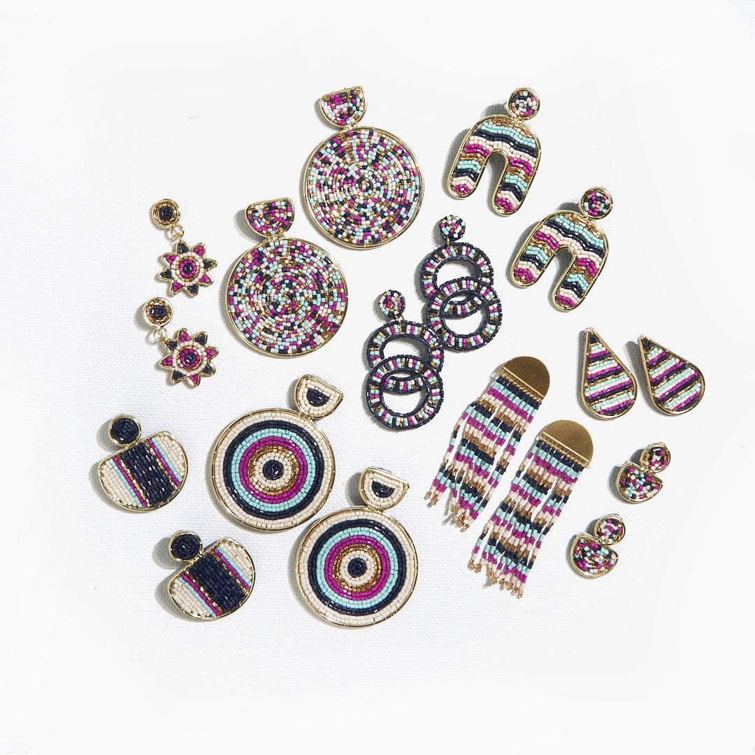 Zoe Horizontal Striped Earrings Navy Wholesale