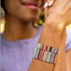 Kenzie Vertical Stripes Beaded Stretch Bracelet Gold Multicolor Wholesale