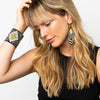 Cassie Cross Beaded Stretch Bracelet Black Wholesale