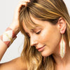 Jane Triangle with Gold Stripe Beaded Fringe Earrings Terracotta Wholesale