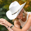 Sarah Half Diamond Beaded Stretch Hat Band Black Wholesale
