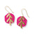 MAGENTA ORGANIC CIRCLE WITH BRASS LEAF CHARM EARRINGS Wholesale