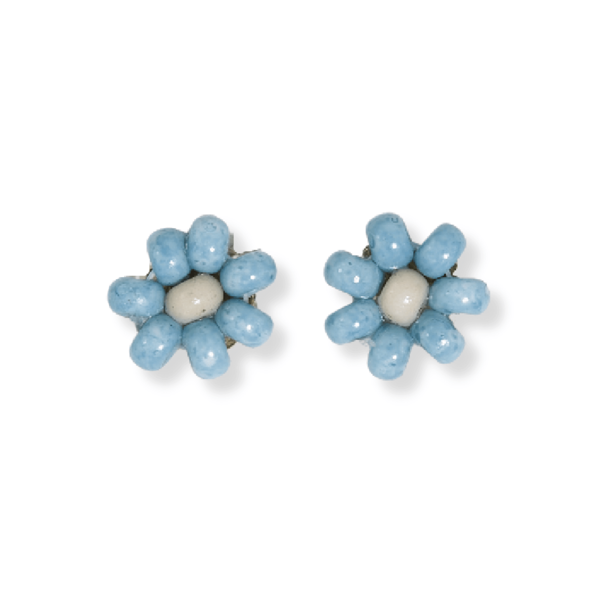 Tina Two Color Beaded Post Earrings Light Blue Wholesale