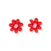 Tina Two Color Beaded Post Earrings Tomato Red Wholesale