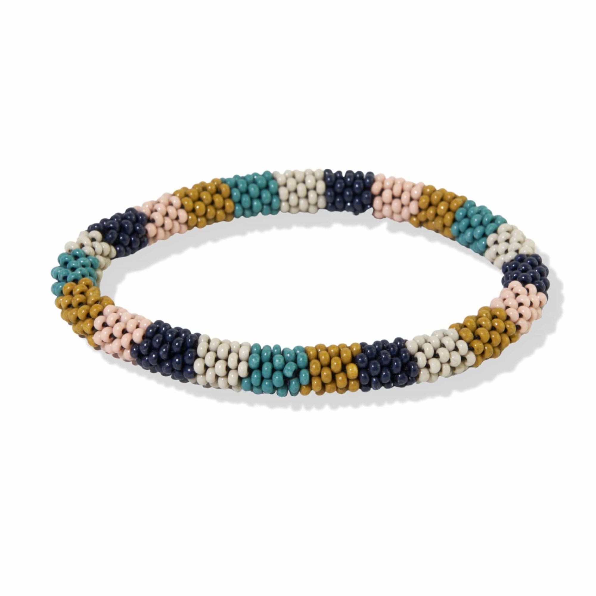 Marcy Multi Stripe Beaded Bracelet Teal Wholesale