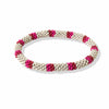 Marcy Two Color Stripe Beaded Bracelet Hot Pink Wholesale
