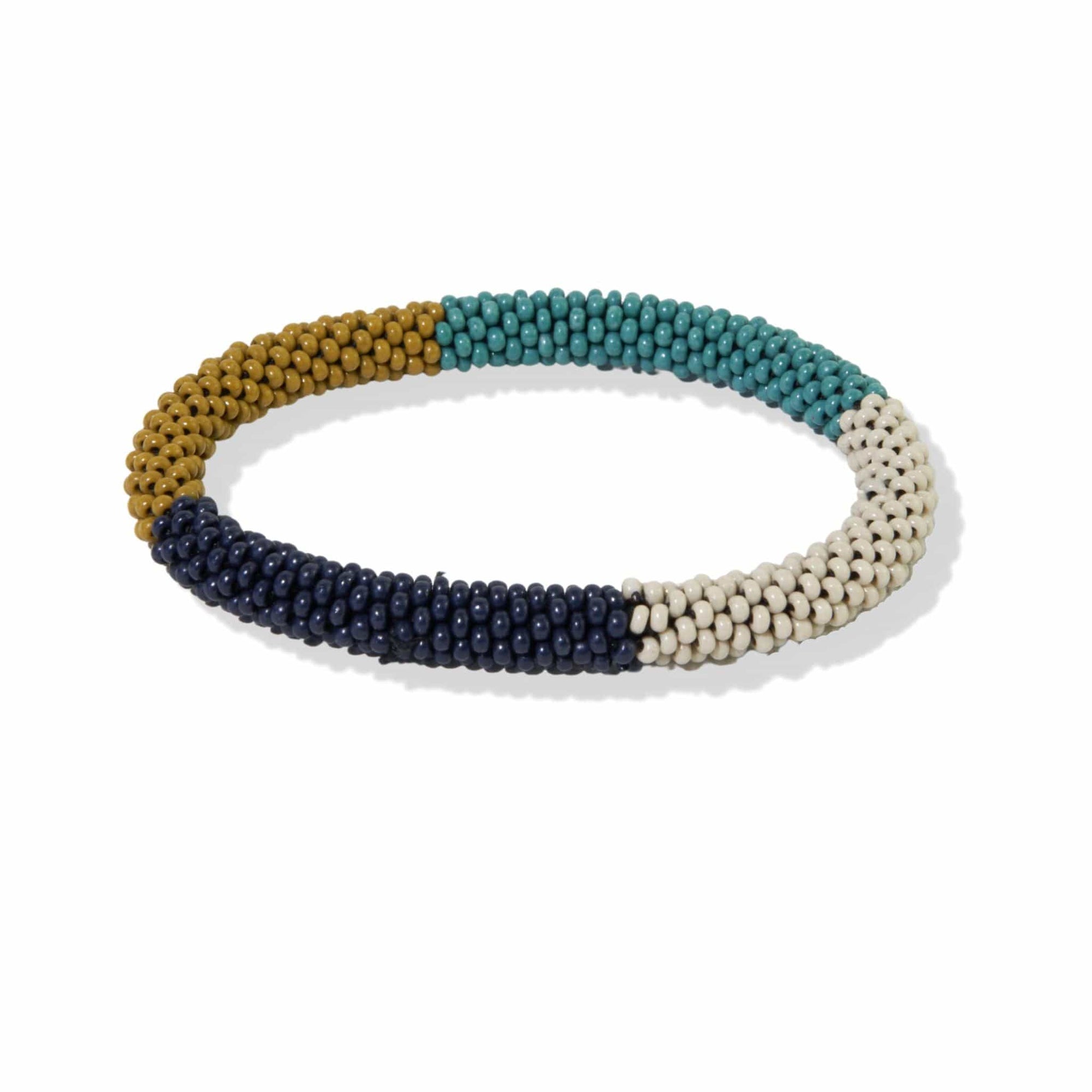 Marcy Color Block Beaded Bracelet Teal Wholesale
