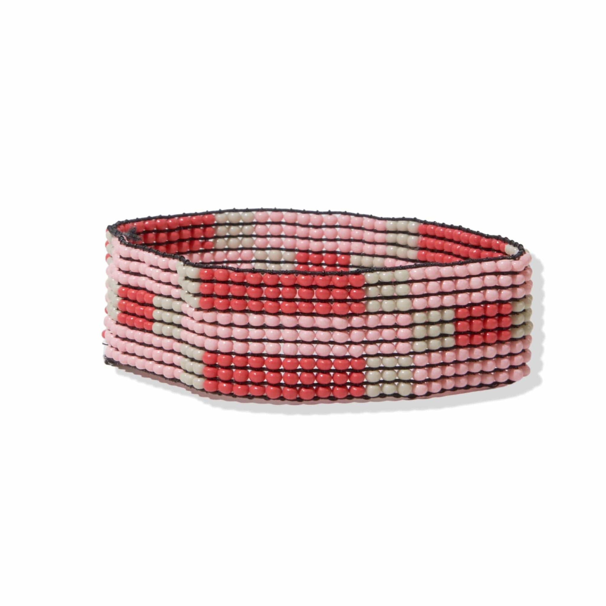 Lane Check Stripe Beaded Stretch Bracelet Blush Wholesale
