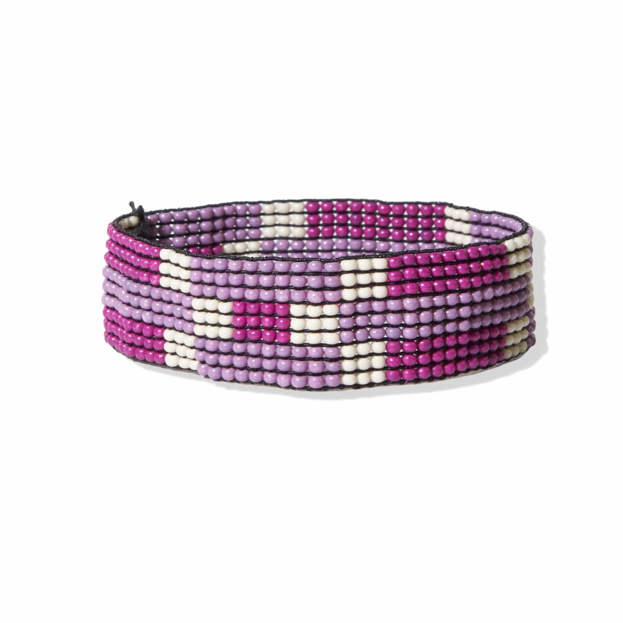 Lane Check Stripe Beaded Stretch Bracelet Lilac Wholesale