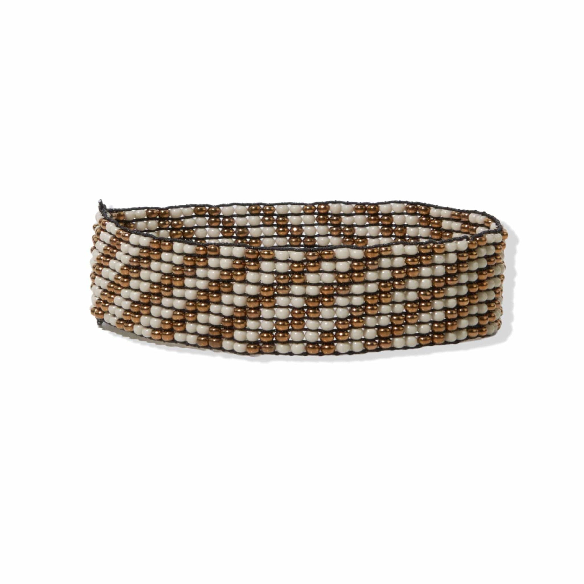 Lane Diagonal Stripe Beaded Stretch Bracelet Gold Wholesale