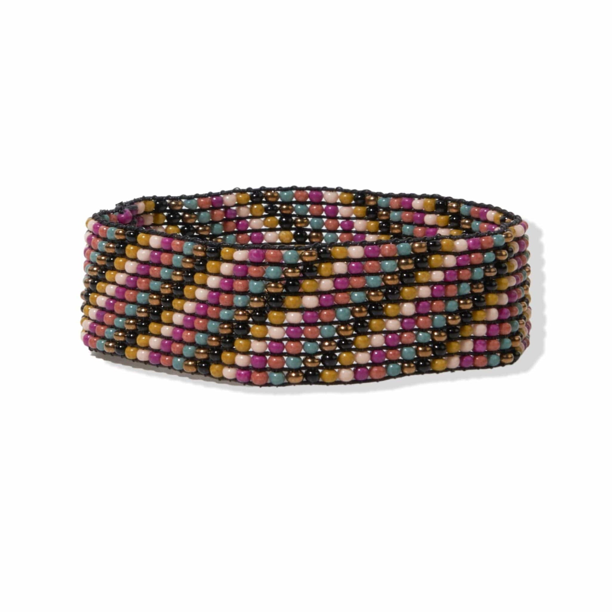 Lane Diagonal Stripe Beaded Stretch Bracelet Muted Rainbow Wholesale