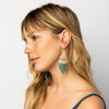 Erin Color Block Stripe Beaded Fringe Earrings Teal Wholesale