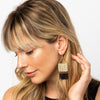 Whitney Color Block Stripe Beaded Fringe Earrings Black Wholesale