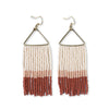 Whitney Color Block Stripe Beaded Fringe Earrings Rust Wholesale