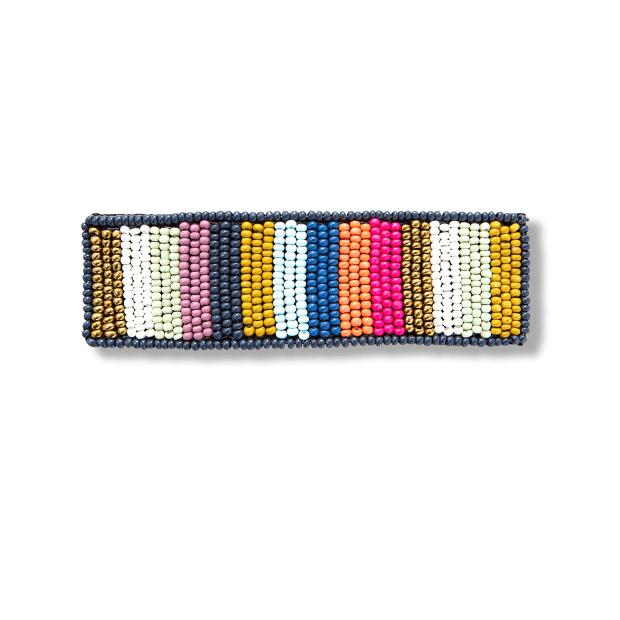 Theresa Striped Beaded Hair Barrette Multicolor Wholesale