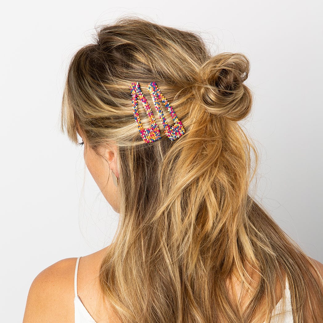 Violet Confetti Beaded Snap Hair Clip Rainbow Wholesale