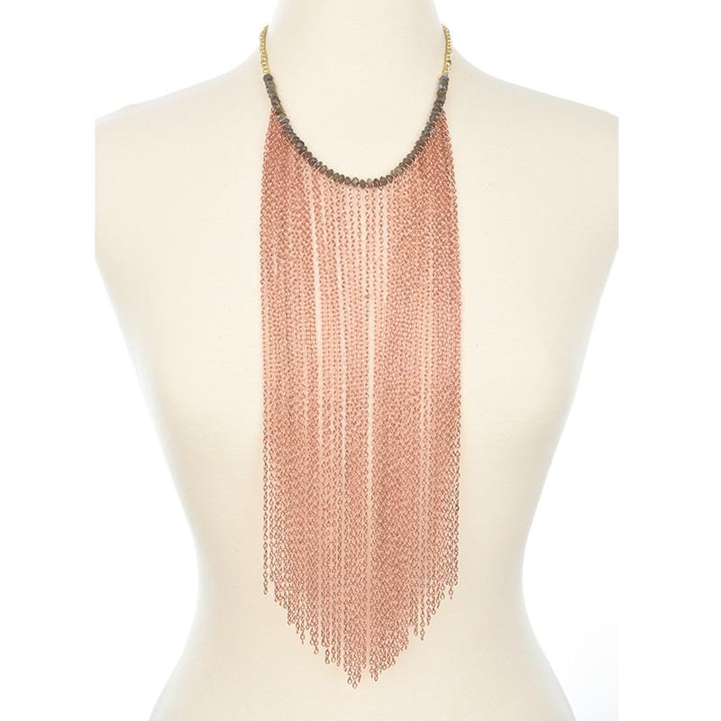 Sirens - Copper chain, labradorite & fringe necklace Wholesale