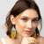 Erin Color Block Stripe Beaded Fringe Earrings Yellow Wholesale