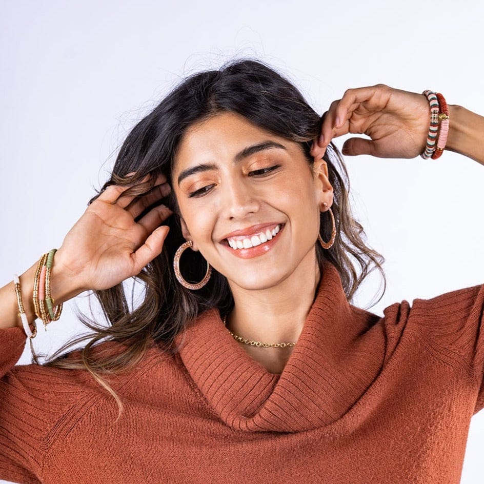 Grace Two Color Block Stretch Bracelet Mint and Gold Wholesale